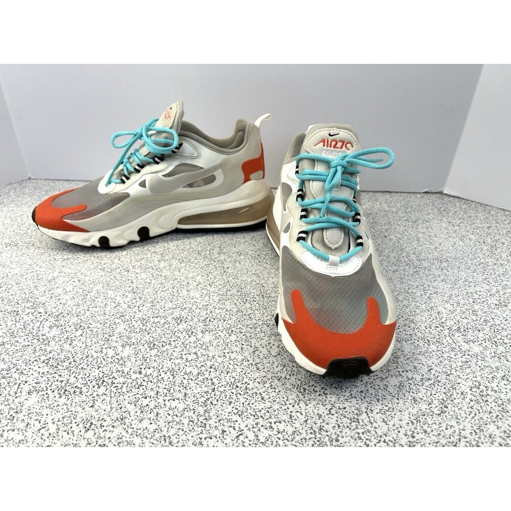 Nike Air Max 270 React Women's Size 8 Running Shoes Beige Chalk Orange - Picture 2 of 14